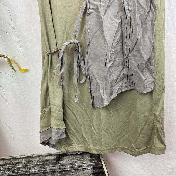 Beverly’s Green & Gray Short Sleeve Panel Tie Tee Shirt M - Picture 4 of 6